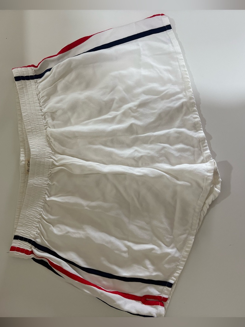 John Galt White Shorts with Red and Navy Stripe